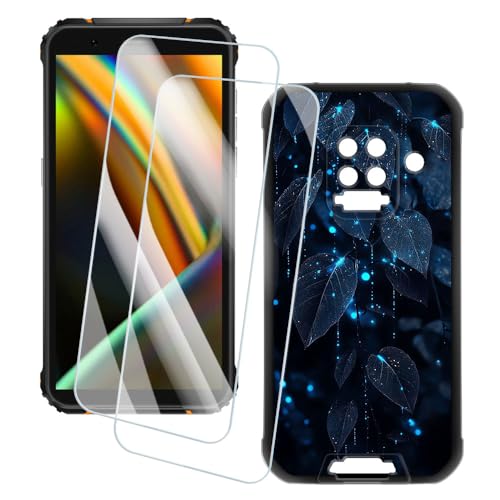 OAGELIM 2�Z�b�g �X�N���[���v���e�N�^�[ + �P�[�X Blackview BV5100 Pro (5.7 �C���`) �Ƃ̌݊������� �A�[�e�B�X�e�B�b�N�J�X�^���v�����g�J�o�[�Ƌ����K���X�t�B���� �X�N���b�`�h�~ (�t)