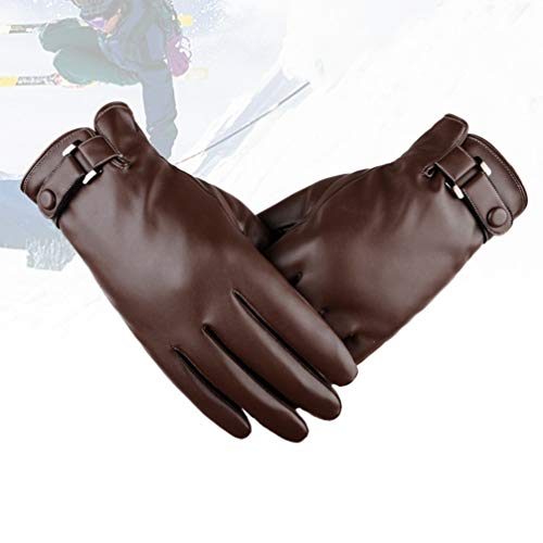 Luvas de inverno com fivela e abertura de tela sensível ao toque da LIOOBO, luvas de poliuretano par