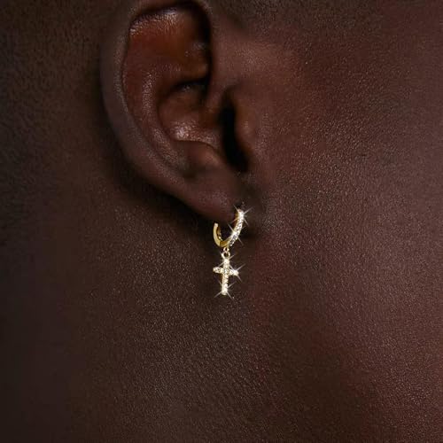 Cross Hoop Earrings for Women Men Gold/Silver Cross Earrings Dangling Statement Jewelry Gifts for Men4
