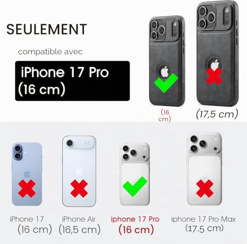 Coque en cuir iPhone 17 Pro de style professionnel chic