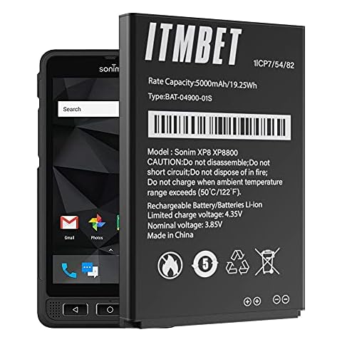 ITMBET 𝟐𝟎𝟐𝟒 𝐍𝐞𝐰 𝐔𝐩𝐠𝐫𝐚𝐝𝐞 5000mAh XP8 Battery for Sonim XP8800 BAT-04900-01S Replacement Battery Cover