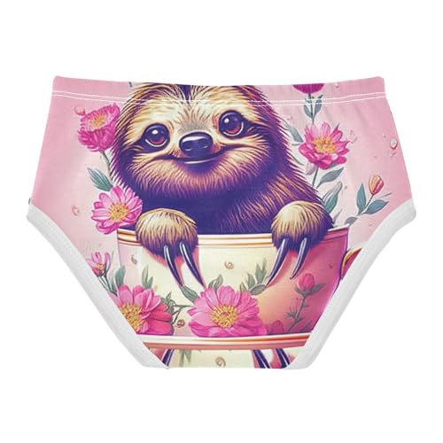Cotton Toddler Underwear Custom Cute Sloth Teacup Pink Panties for Girl Animals Undies Kids Briefs 2t2