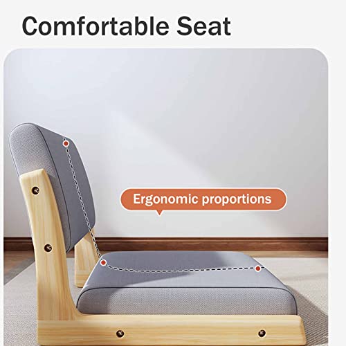 Silla de suelo portátil Tatami con soporte para la espalda, silla de meditación de estilo japonés, cojín plegable y cómodo para relajarse