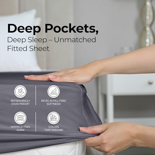 Image of Utopia Bedding Fitted Sheet - Pack of 2 Bottom Sheets - Soft Brushed Microfiber - Deep Pockets, Shrinkage & Fade Resistant - Easy Care (Full, Grey)