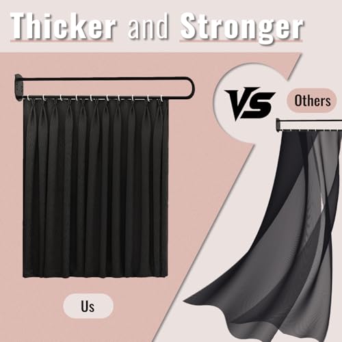 U-Shape Room Divide,Curtain for Beauty Salon,Privacy Partition Curtains with Metal Support Wall Mounted Curtains for Fitting Room, SPA, Bedroom, Room Divider,Hospital,6.56ft (Black) - Thumbnail 6