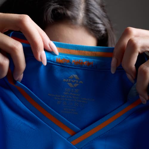 Image of Nivia AIFF India Home Football Jersey, 100% Polyester Moisture-Wicking Quick-Dry Breathable Mesh Fabric, Regular Fit