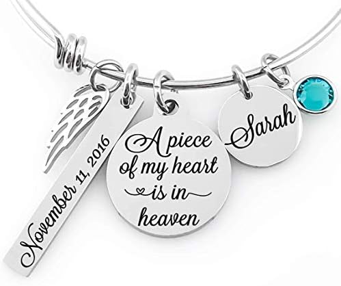 Memorial Charm Bracelet Bangle - Personalized Remembrance Gift, Expandable Bracelet, Customizable Charms Swarovski Birthstone Crystal - Special Memorial Gift In Silver, Gold, and Rose Gold Steel