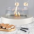 EAST FLAME Tabletop Fire Pit [Up to 3H Burn], Smores Maker Kit, Premium Table Top Firepit, Portable Mini Indoor & Outdoor Fireplace, Smokeless Fire Pit for Parties, Birthday