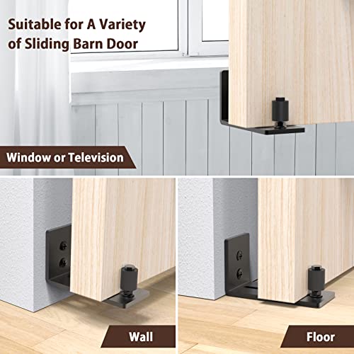 Hidalife Barn Door Hardware Kit -8FT Sliding Barn Door Hardware Kit Heavy Duty with Adjustable Floor Guide -Easy to Install, Smoothly and Quietly, Fit 46\" Wide Door Panel -Black, I Shape Hanger - Thumbnail 4