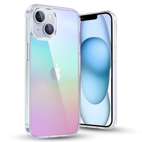 Image of MOOSH iPhone 15 Plus Rainbow Translucent Case Cover with Shockproof Bumpers, Military-Grade Drop Protection, Anti-Bacterial Coating, Protective Phone Case Cover for iPhone 15 Plus (Rainbow)