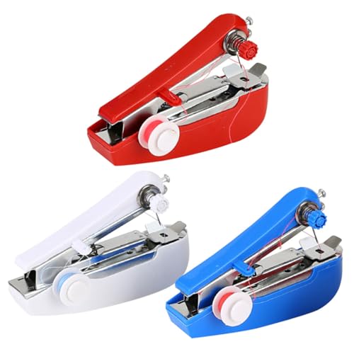SEWACC 3 piezas Máquina de Coser Manual Portátil Mini para Costura Rápida Ropa Cortinas y Tejidos Herramienta de Mano Inalámbrica para Bricolaje y Reparaciones Domésticas