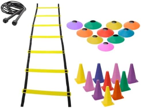 Kit Treino Agilidade 10 Cones 10 Pratos 1 Escada com 7 Degraus 1 ...