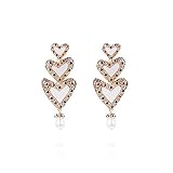 SHANGZHIQIN Pendientes Love Drop Oil y Diamond, Pendientes Love Pearl de Mujer, Pendientes Couple White