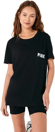 Victoria's Secret Pink Cotton Short Sleeve Campus T Shirt (XS-XXL)