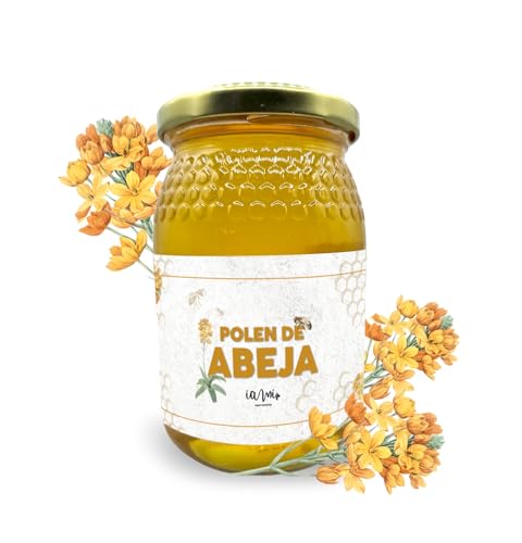 Polen de Abeja Natural - Tarro Cristal de 225 Gramos. Origen España 100%. Polen Fresco de Abeja. Rico en Proteínas - Energía y Vitalidad Diaria