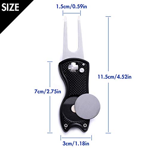 Fpxnb 2 Pack Metal Foldable Golf Divot Tool With Pop-Up Button & Magnetic Ball Marker (Pack Of 2, Fish Design) #TOP1