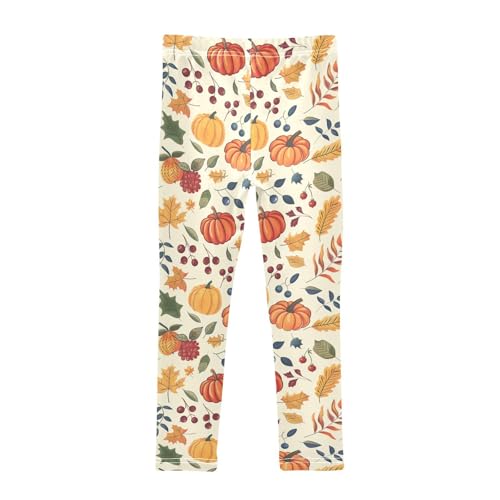 Girls Leggings Thanksgiving Fall Pumpkin Leaves Soft Toddler Leggings for Girls Kids Pants Size 4T-10T2
