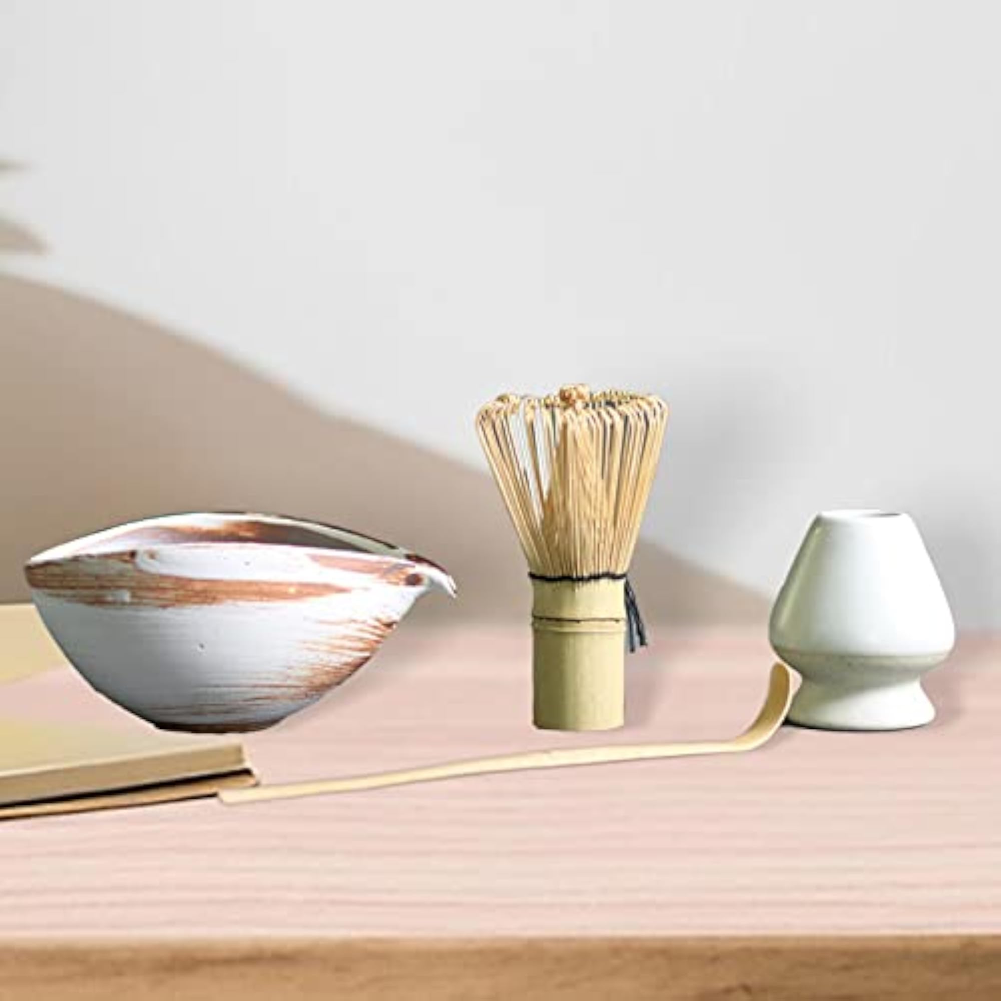 4X Japanese Matcha Whisk Set with Ceramic Bowl