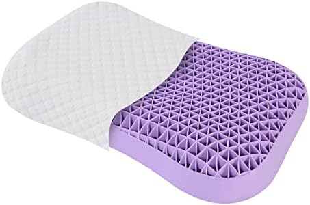 OvanMolnet Cervical TPE Small Purple Pillow for Women and Kids, Contour Pillows for Ergonomic Contoured Grid Supportive Head Pillow, Breathable Cooling Pillow for Back Side Stomach Sleeper