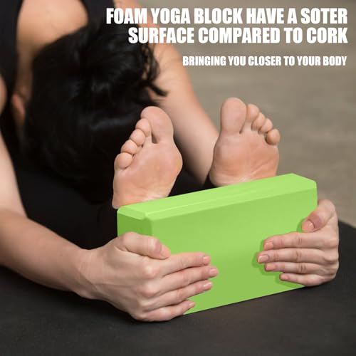 Image of Septo 2 Pcs Yoga Blocks, 9x6x3 Inch Foam Blocks for Pilates | High density EVA foam Yoga Props lightweight non-slip surface for meditation stretching balance training