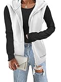Yousify Women's Casual Thermal Sleeveless Plush Zip Up Vest Basic Hoodie Sweatshirt with Pockets