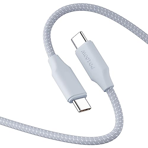 USB Type C ケーブル (グレー, 0.5m) Popolier【USB-IF認証 /100W 超急速充電 】USB C USB C ケーブル シリコン+ナイロン編組 E-markerチップ内蔵 高速データ転送スマートフォン、タブレット、ノートパソコンのタイプｃ機種に対応【ビデオ出力非対応】