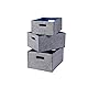 Kamino Flam Aufbewahrungsboxen-Set in Grau, Filzkisten mit blauer Innenseite, Untergrund schonende Ordnungsboxen, belastbares Korb Set zur Aufbewahrung von CDs und DVDs