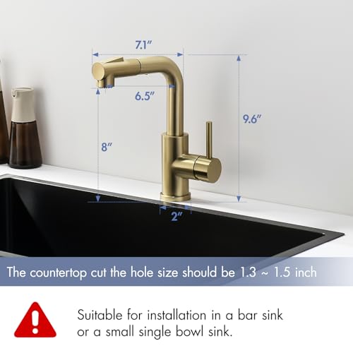 Image of GIMILI Bar Sink Faucet Brushed Gold Single Hole