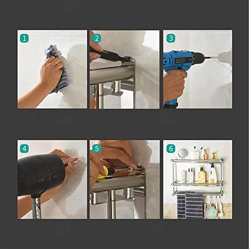 Suporte Organizador Banheiro Cozinha Prateleira Gancho Inox Condicionador Shampoo Toalha Multiuso Co