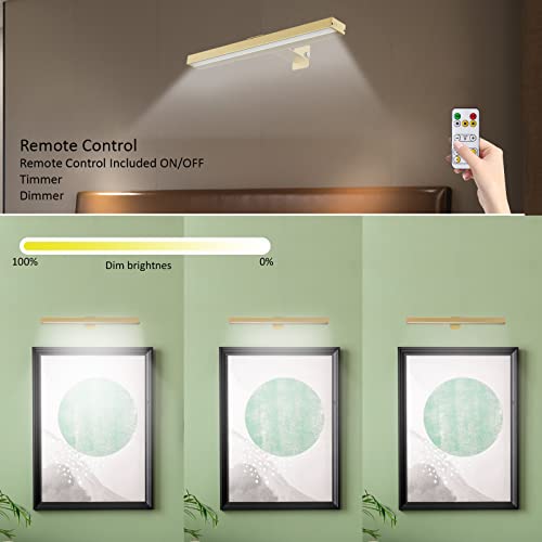 Image of MIOBLUE 2Pack Picture Lights,16in Battery Operated Picture Lights for Paintings,Metal Rechargeable Art Display Light with Remote Control,Dimmable /Timer Off Dartboard Light for Paintings,Picture,Frame