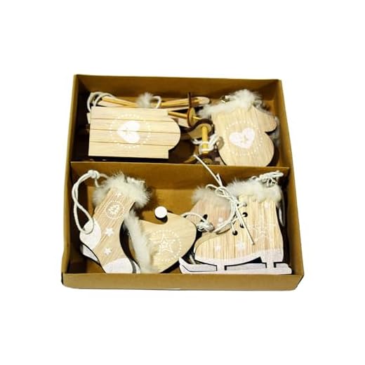 HEITMANN DECO Décoration de Sapin de Noël en Bois Naturel et Blanc 7-10 cm