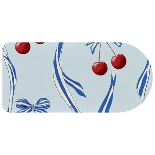Tapis de souris de jeu étendu pour bureau à motif cerise et vagues bleues