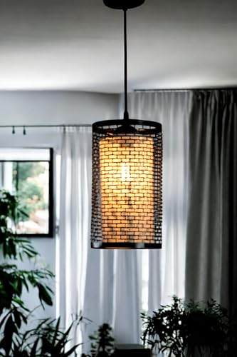 Image of Prop It Up Woven Metal Pendant Light, 18 cm Diameter, Black, Double Layer