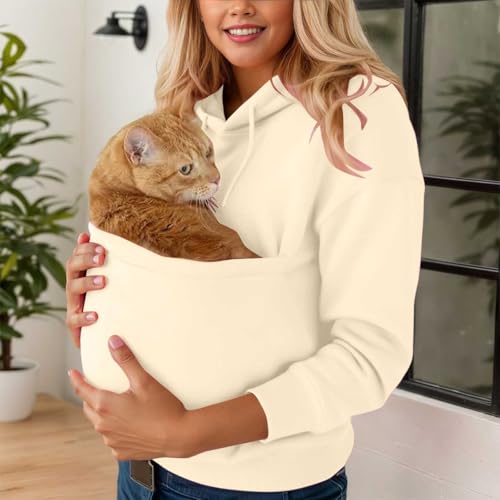 Pull oversize à grande poche sweat à capuche ample manches longues uni - 4