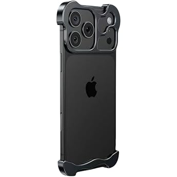 iPhone 17 Pro Max Compatible Aluminum Bumper Metallic Plating Stylish Bumper Case Four Corners Protection Camera Lens Protection Sheet Metal Corner Protection, Black
