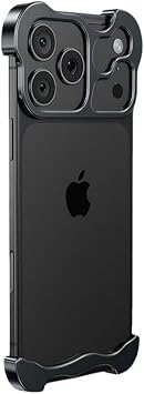 iPhone 17 Pro Max Compatible Aluminum Bumper Metallic Plating Stylish Bumper Case Four Corners Protection Camera Lens Protection Sheet Metal Corner Protection, Black