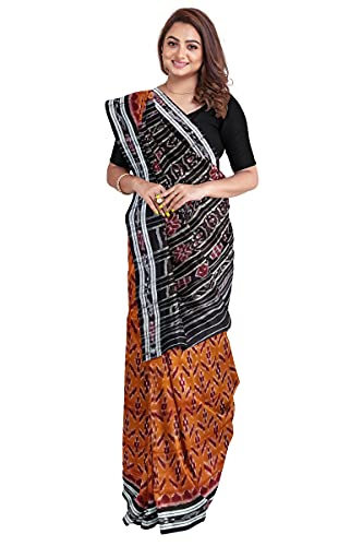 Image of Odisha Sambalpuri Handloom Ikat Women's Cotton Saree, Odisha Handloom Handmade Pure Cotton Khandua Saree, Ikkat Orissa Traditional Handloom Saree Without Blouse