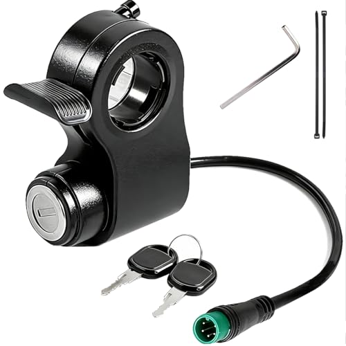 BOLOJAU Serrure de contact pour trottinette électrique avec clé et accélérateur pour Kukirin G2 Pro, G2 Max, G2 Pro DB ; interrupteur de démarrage à 5 broches pour trottinette électrique