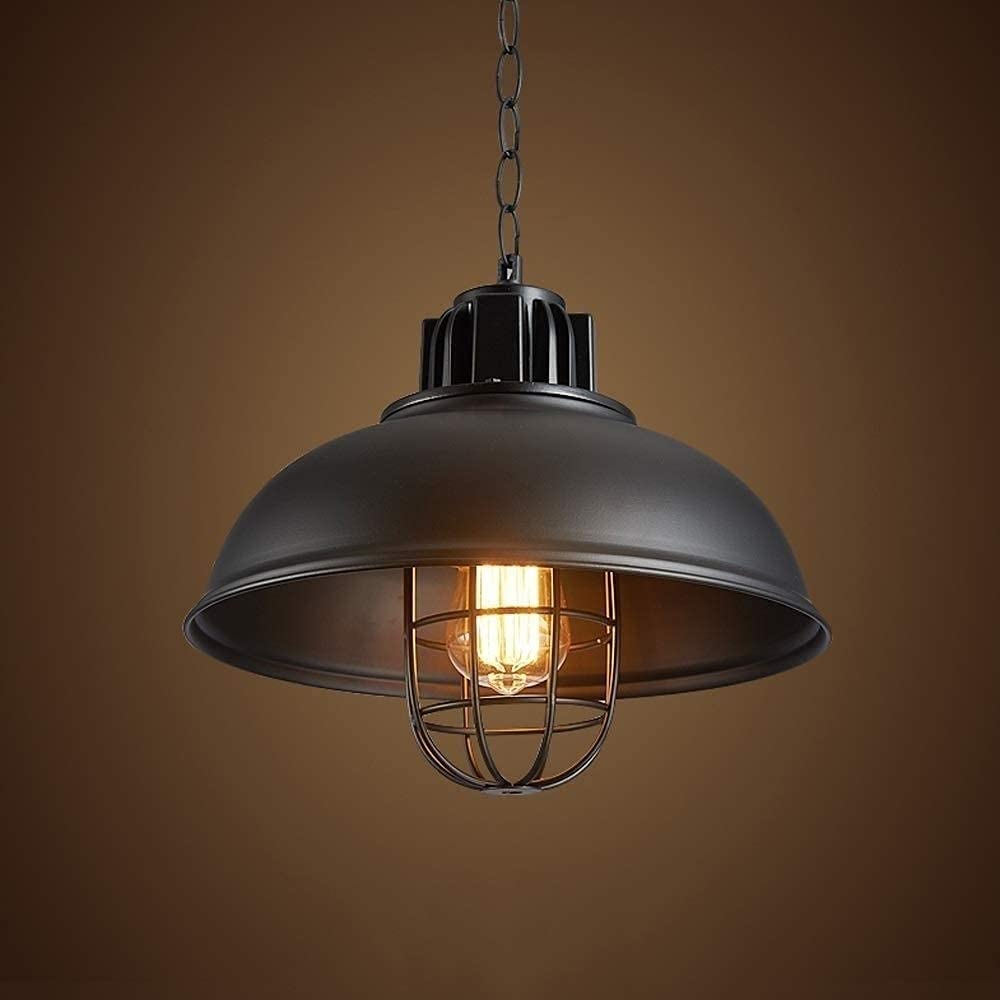 Suspension Industrielle E27 en Fer Forgé Rond pour Salon