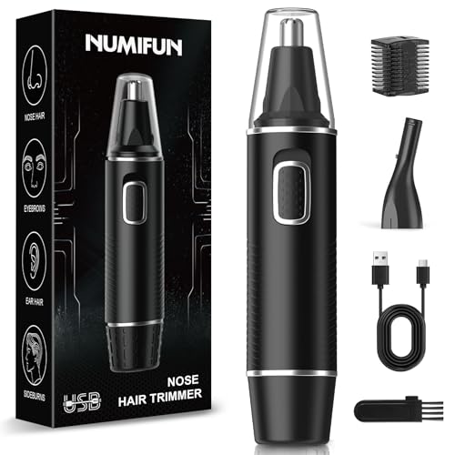 Nasenhaartrimmer Herren, 2 in 1 Nasenhaarentferner und Ohrhaarschneider, USB Wiederaufladbar Ohrhaarschneider mit PrecisionTrim-Technologie, Doppelschneideklingen, IPX7 Wasserdicht, Einfache Reinigung 1