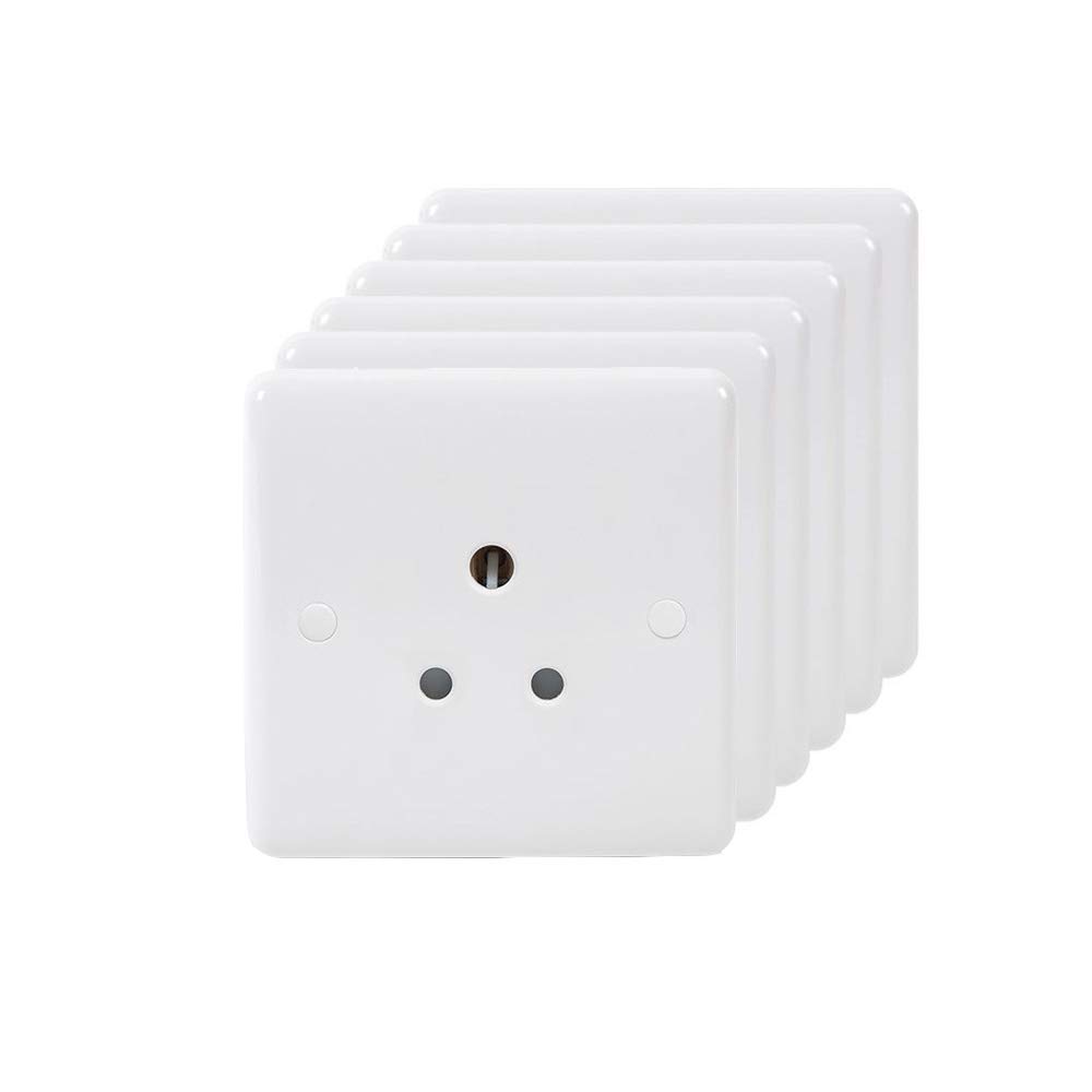 Lieber White 6 Pack - Silk 5 Amp Single Plug Socket - Curved Edge