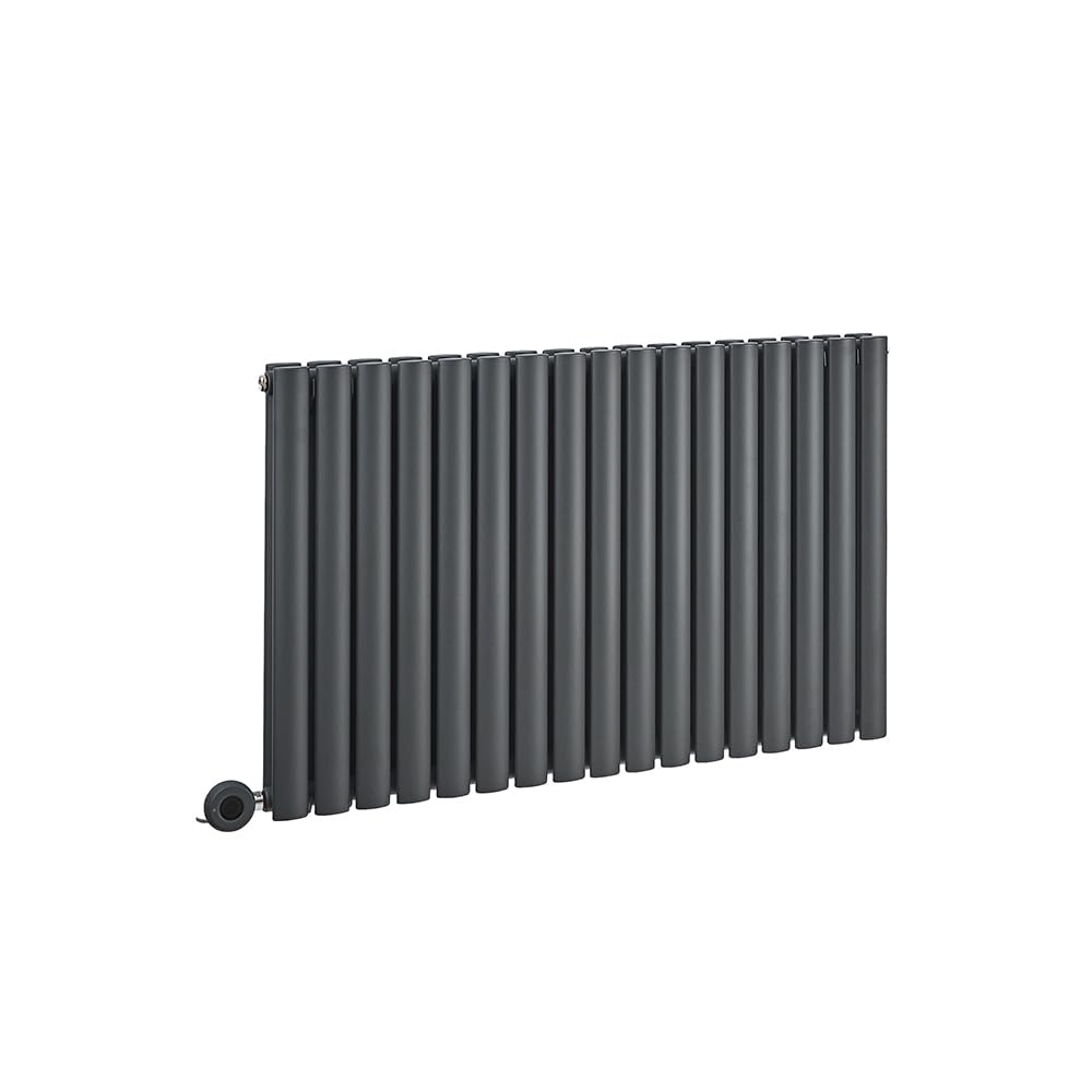 Milano Grey/Anthracite Electric X Ecoso Designer Radiator - Horizontal (Double Panel) With Hardwired Wi-Fi Heating Element - 635Mm X 1000Mm