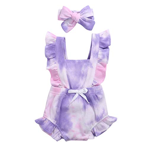 Baby girl tie dye ropmer,infant jumpsuit one-piece ruffle halter …