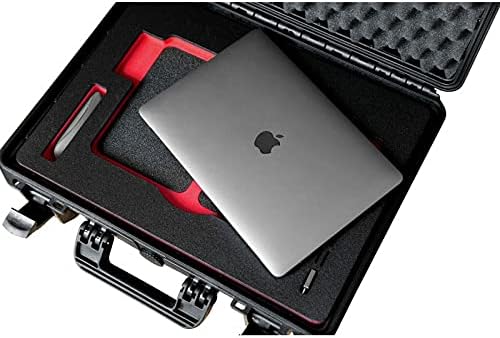 TomCase Waterproof Laptop Notebook Case with Functional Inlay for Apple MacBook Pro 13" (2020/2022), Charger and Many Accessories