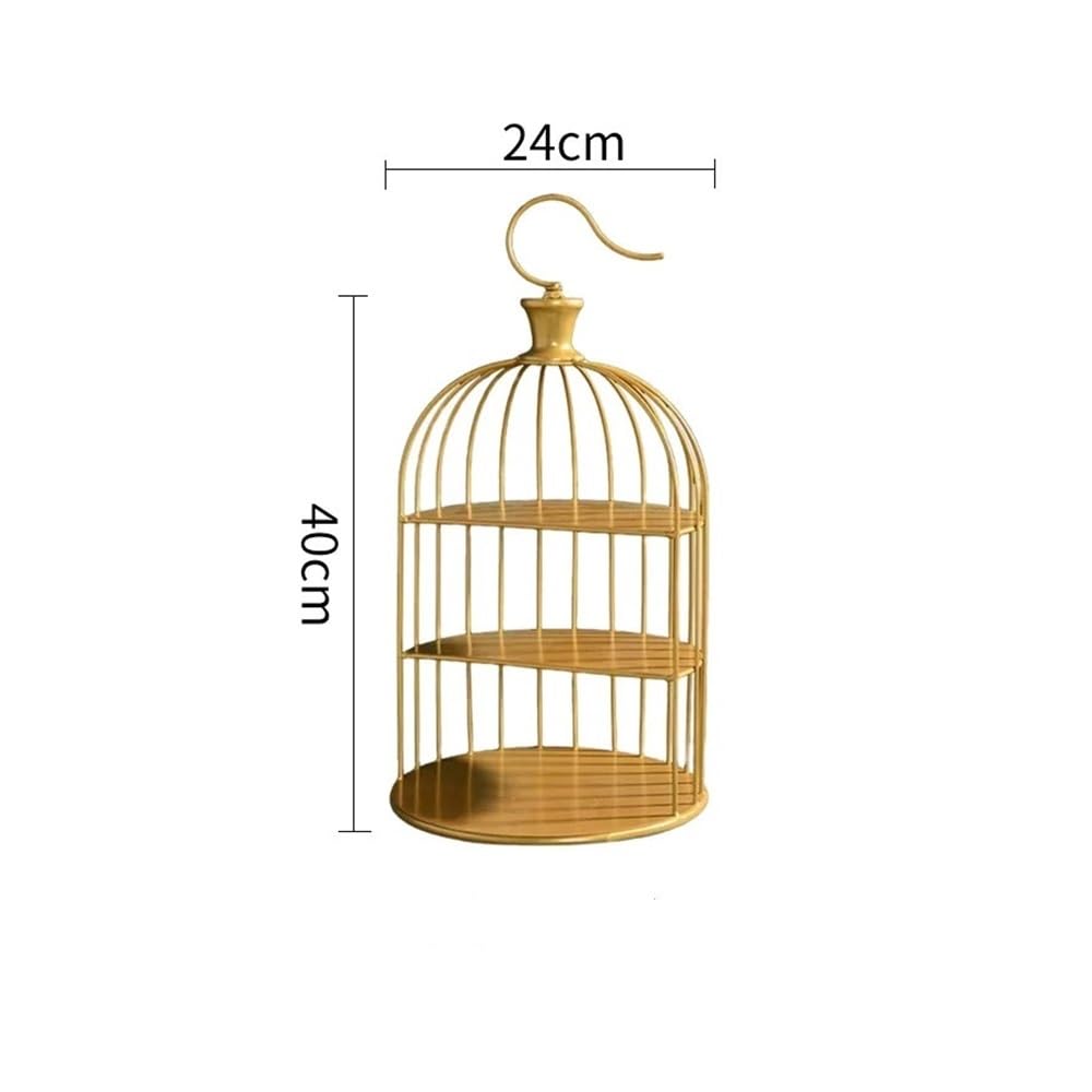 Présentoir à Gâteau Support à gâteaux luxueux doré, support à desserts de mariage, thé de l'après-midi, cage à oiseaux, présentoir en métal, plateau à gâteaux multifonctionnel Stand de Gâteaux
