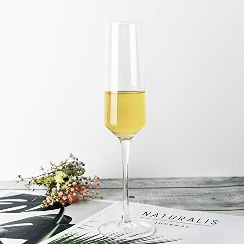 COYMOS Champagne Flutes Set of 4-8.5 oz Crystal Champagne Glasses Wine Stemware Clear Premium Glass Gift for Wedding Toasting Christmas Dishwasher Safe
