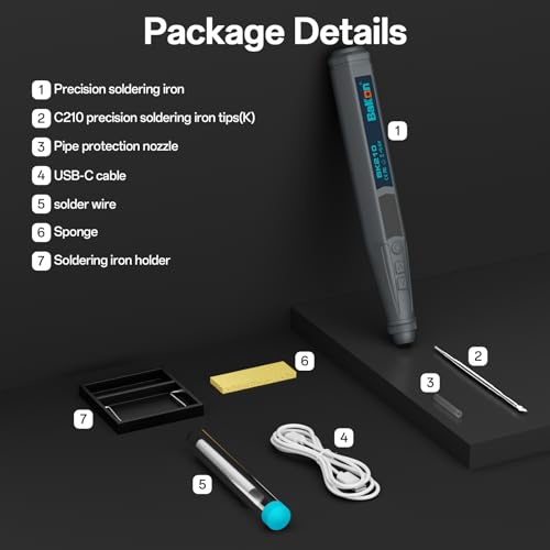 Kit de micro soldadura a batería BK210 portátil con puerto USB-C 7