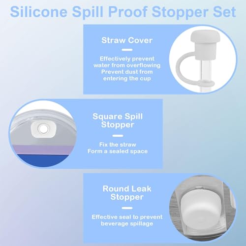 Image of Silicone Spill Stopper Kit for 30 Oz and 40 Oz Tumblers, 2 Sets | Includes 2 Straw Covers, 2 Round Stoppers And 2 Square Lid Plugs For Compatible 2.0 Lids; Check Lid Design Before Purchase
