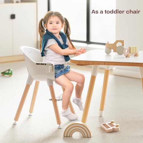 fodoss 3-in-1 wooden high chair for babies and toddlersconvertible easy clean infant highchairmodern design silla para comer de bebe