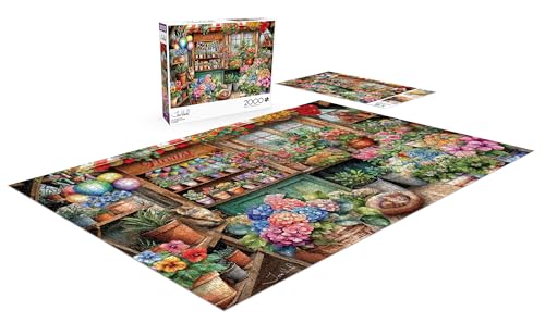 Image of Buffalo Games Jigsaw Puzzles for Adults 2000 Pieces - Tom Wood - The Flower Shop - Hard Adult Puzzle with Reference Poster, Fun, Unique & Challenging for All Abilities, Large 38.5 x 26.5